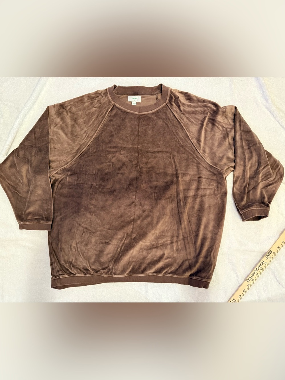 Large oversized aerie women’s Brown Ribbed Crewneck Sweatshirt